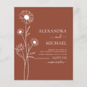 Papier Mariage Terracotta Brûlé Orange Floral (Devant)