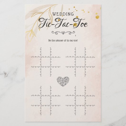 Papier Mariage Tic-Tac-Toe Jeu de table décorative Floral (Devant)