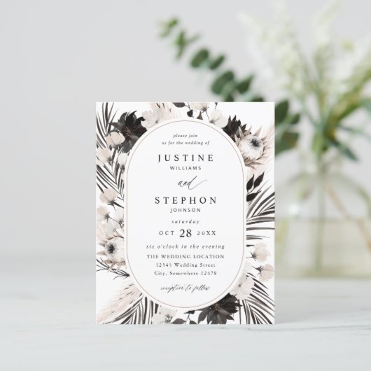 Papier Mariage tropical de Boho noir et blanc Budget (Debout devant)