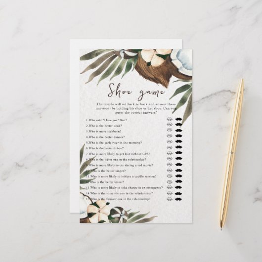 Papier Mariage tropical ou couple jeu de chaussures (Devant/Arrière en situation)