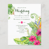 Papier Mariage Tropical Palm Invite Fuchsia Ginger (Devant)
