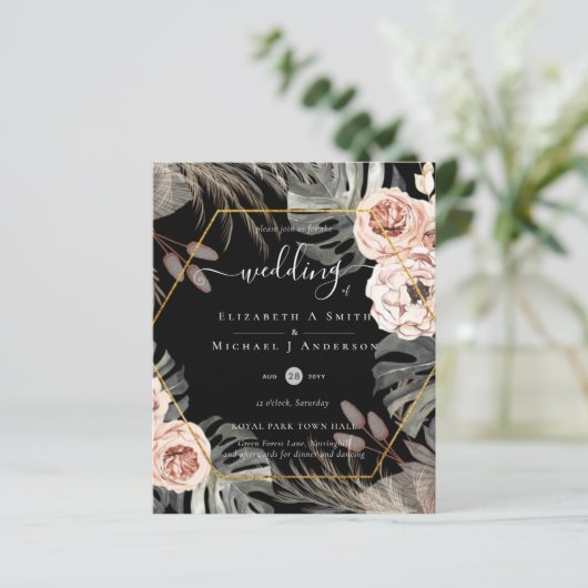 Papier Mariage TROPICAL PAMPAS GRASS à faible coût (Debout devant)