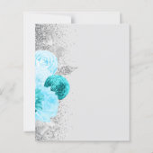 Papier Mariage Turquoise Argent Calligraphie Florale (Dos)