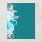 Papier Mariage Turquoise Argent Calligraphie Florale de B (Dos)
