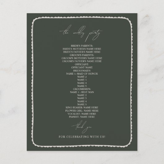 Papier Mariage vert crânien à main antiémone rustique (Dos)