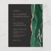Papier Mariage Vert Émeraude Agate Or Rose Budget (Devant)