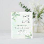 Papier Mariage vert Eucalyptus Enregistrer la date (Debout devant)