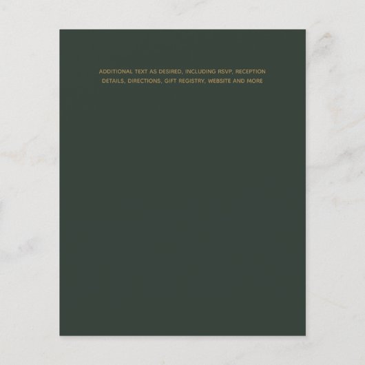 Papier Mariage Vert Or Vert moderne Invite (Dos)
