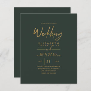 Papier Mariage Vert Or Vert moderne Invite