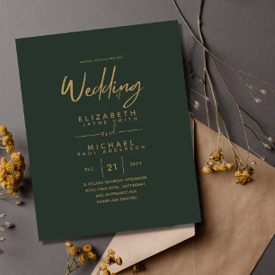 Papier Mariage Vert Or Vert moderne Invite