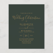 Papier Mariage Vert Or Vert moderne Invite (Devant)