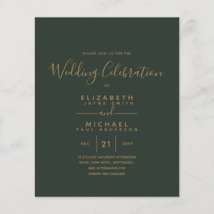 Papier Mariage Vert Or Vert moderne Invite