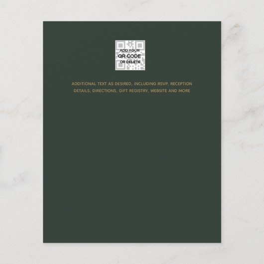 Papier Mariage Vert Or Vert moderne invite QR CODE (Dos)