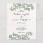 Papier Mariage Vert/Orange Aquarelle Eucalyptus Économiqu (Devant)