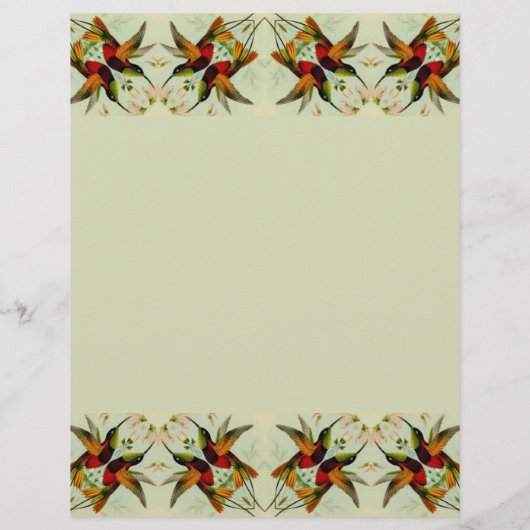 Papier Mariage vintage, colibris et fleurs (Dos)