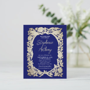 Papier Mariage Vintage Fleur Bleu Budget Bordure Oiseau