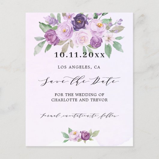 Papier Mariage violet floral code QR budget enregistrer l (Devant)