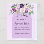 Papier Mariage violet floraux QR budget enregistrer la da (Devant)
