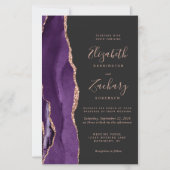Papier Mariage Violet Rose Doré Agate Foncé Budget (Devant)
