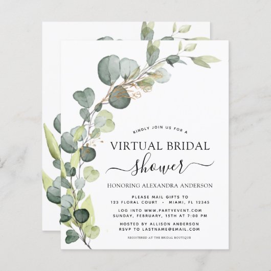 Papier Mariage Virtuel de Fiançailles de Verdure de Eucal (Devant / Derrière)