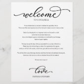Papier Mariage Week-end Bienvenue Itinéraire Chic Script (Devant)