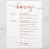 Papier Mariage Week-end Bienvenue Itinéraire Rose Gold (Dos)