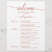 Papier Mariage Weekend Itinéraire Timeline Rose Gold (Devant)