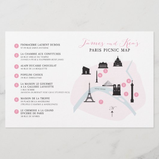 Papier Mariage Weekend Paris Event Map - CUSTOM for Kea (Dos)