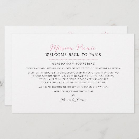 Papier Mariage Weekend Paris Event Map - CUSTOM for Kea (Devant / Derrière)