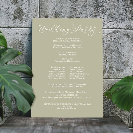 Papier Mariage Welcome Calligraphie Script Sage Green