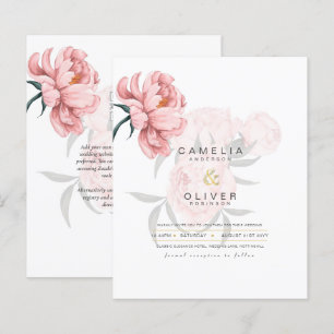 Papier Mariages floraux de pivoines roses modernes Invita