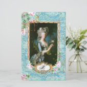 Papier Marie Antoinette Roses roses roses en dentelle (Debout devant)