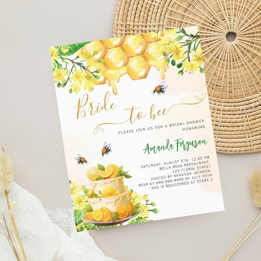 Papier Mariée abeille jaune floral nuptiale invitation