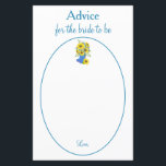 Papier Mariée au tournesol adorable à conseiller<br><div class="desc">Avec une jolie illustration de tournesol bleu et jaune, ces cartes de conseils pour la future mariée présentent un beau texte bleu dans un cadre circulaire bleu et blanc. Utilisez les modèles pour une personnalisation facile. Commandez le vôtre aujourd'hui ! Conception de l'invitation : WeddingsbyRhoadie Illustration florale : AMBillustrations http://www.etsy.com/shop/AMBillustrations/...</div>