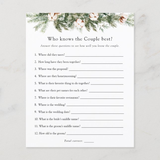 Papier Mariée d'hiver qui connaît le couple meilleur jeu (Devant)