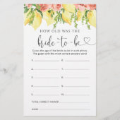 Papier Mariée florale de citron Quel âge a été la mariée  (Devant)