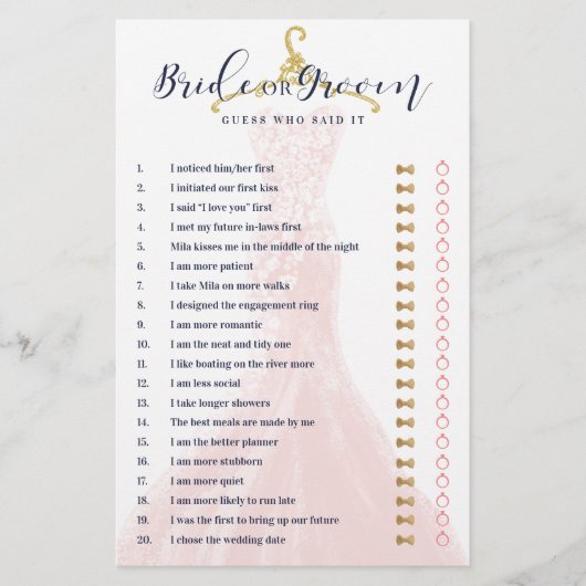 Papier Mariée ou chambre Chic Mariage Robe Robe Douche Je (Devant)