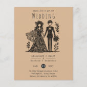 Papier Mariés dessinés à la main Mariée Groom Terracotta  (Devant)