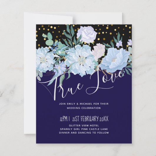 Papier Marine Aqua Blue Floral Budget Mariage (Devant)