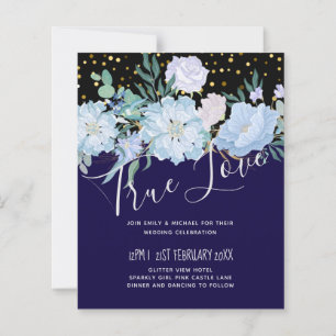 Papier Marine Aqua Blue Floral Budget Mariage