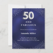 Papier Marine bleu argent 50e fabuleuse invitation annive (Devant)