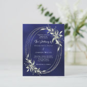 Papier Marine bleu argent faire-part de mariage (Debout devant)