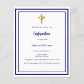 Papier Marine bleu blanc garçon Confirmation d'invitation (Devant)