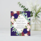 Papier Marine Bleu Bourgogne rose Faire-part de mariage F (Debout devant)