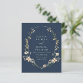 Papier Marine Bleu Fleur sauvage QR Code Jardin Mariage (Debout devant)