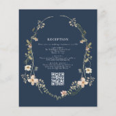 Papier Marine Bleu Fleur sauvage QR Code Jardin Mariage (Dos)
