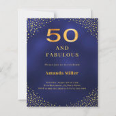 Papier Marine bleu or 50e fabuleuse invitation anniversai (Devant)