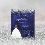 Papier Marine bleu parties scintillant robe Sweet 16 invi<br><div class="desc">Une invitation moderne, élégante et glamour pour une fête Sweet 16, 16e anniversaire. Un arrière - plan bleu marine avec une fausse parties scintillant, brille, une fille portant une robe de bal. La couleur bleue est inégale. Le nom est écrit avec un script de style moderne écrit à la main....</div>