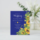 Papier Marine Bleu Tournesols Invitations de mariage Budg (Debout devant)