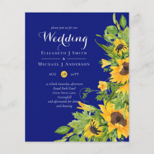 Papier Marine Bleu Tournesols Invitations de mariage Budg